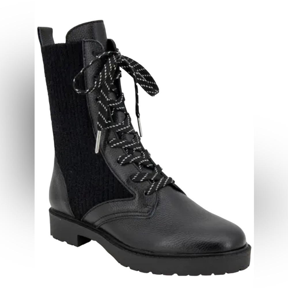 Splendid Saylor Leather Boot Size 6.5 M Black Mid Calf Almond Toe Outsole Rubber